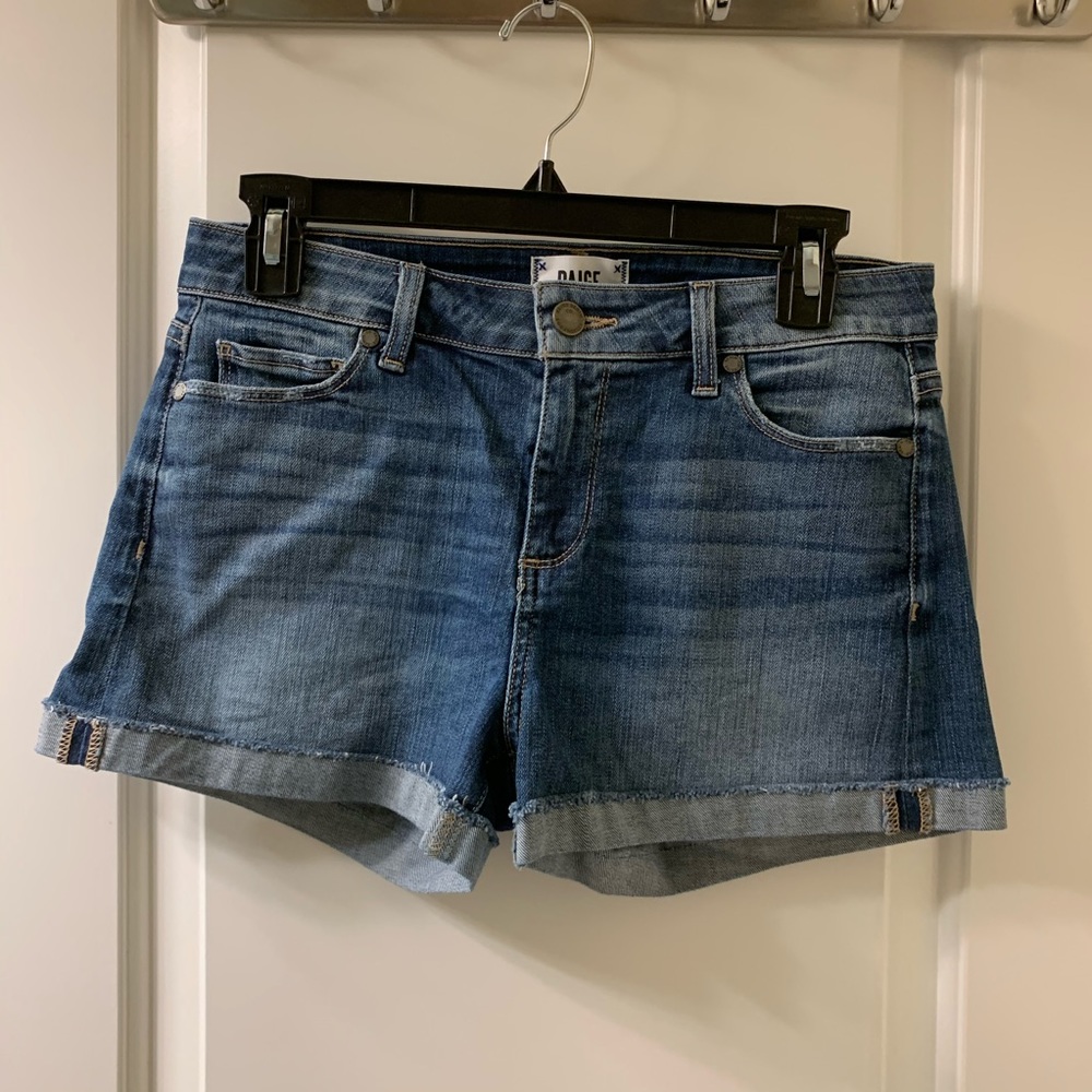 Paige Jimmy Jimmy Medium Wash Ezra Distressed Rolled Cuff Jean Denim Short - Picture 14 of 14